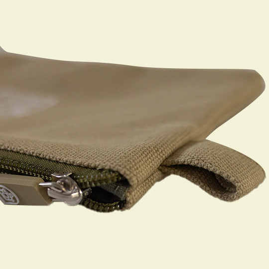 Canvas Neutral zipper pouch featuring a closed zipper and small holder, available at Pachee's online store in the UK.
