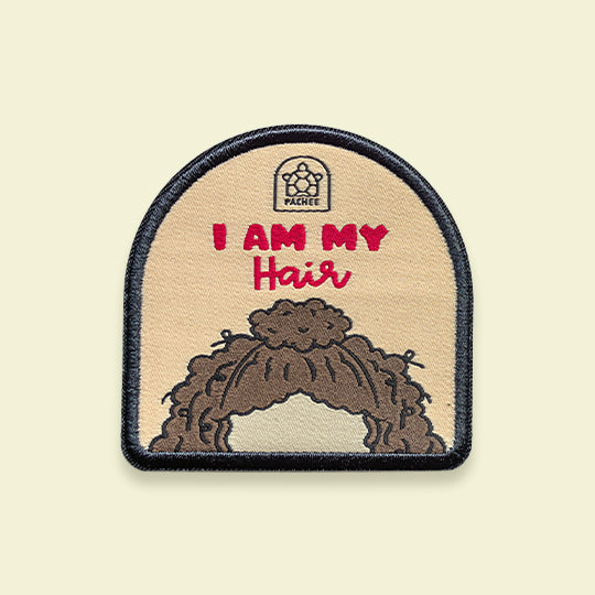I Am My Hair patch, featuring the empowering phrase "I Am My Hair" for confidence and self-expression.