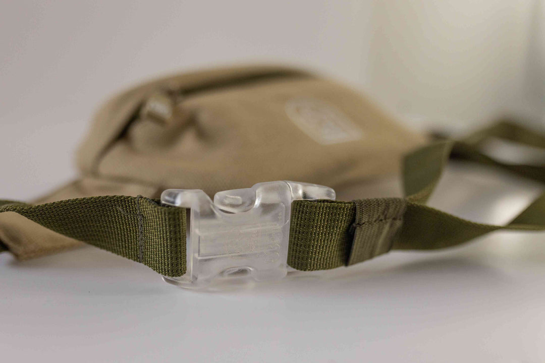 Close-up image of a Bum Bag featuring a transparent buckle, showcasing its design and quality. Available at Pachee online store.