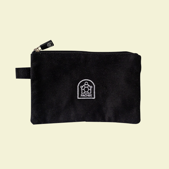 Canvas black pouches featuring the Pachee logo, available for purchase in the UK at Pachee's online store.