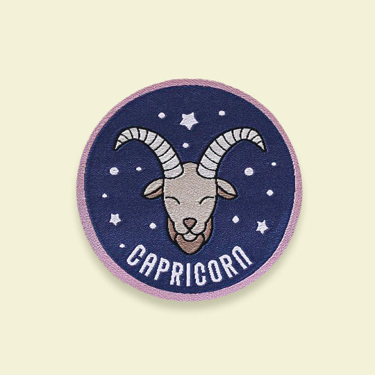 Capricorn patches featuring the Capricorn Zodiac symbol and name available at the Patch.