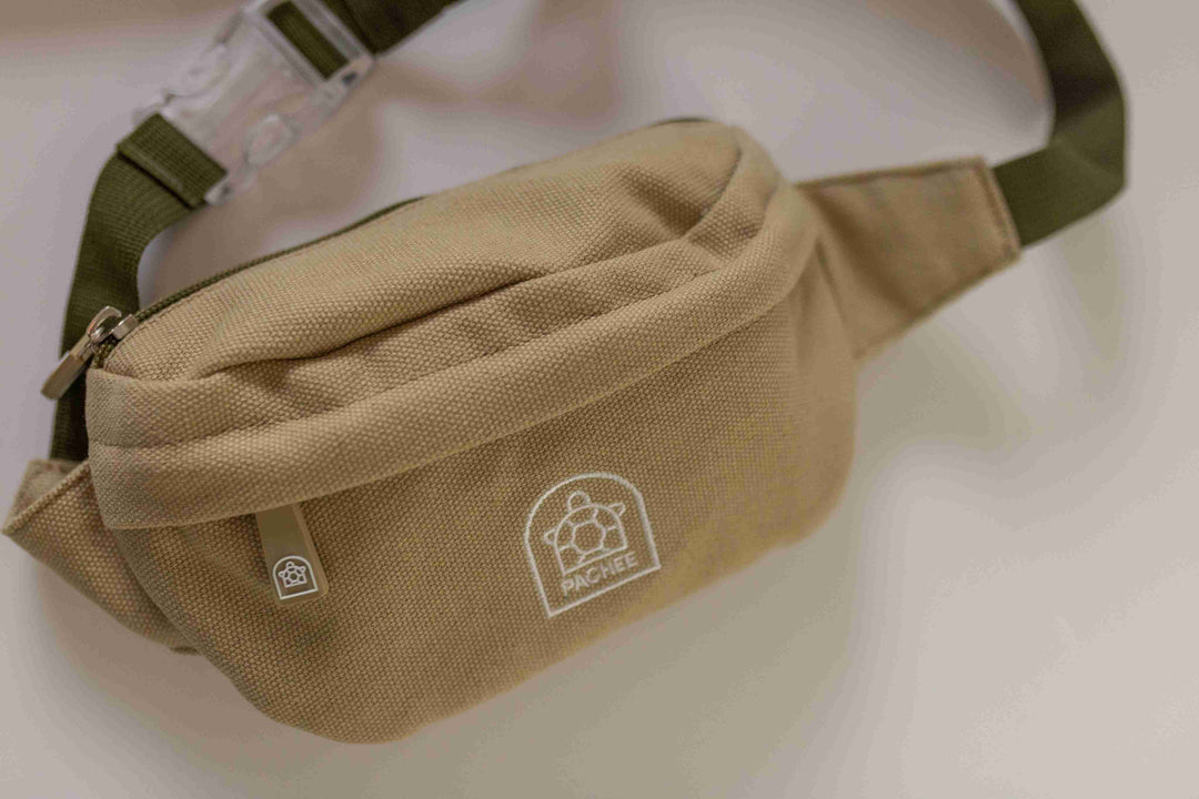 Neutral-colored crossbody kids bum bag from Pachee, displayed in a focused shot, perfect for everyday use and stylish convenience.