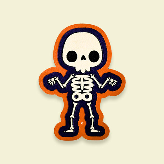 Halloween skeleton costume patch featuring detailed bone design for spooky celebrations.