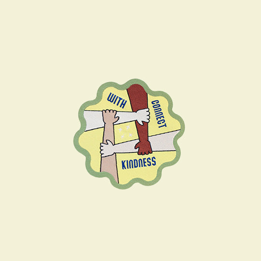 A "Connect with Kindness" patch featuring a vibrant design, promoting kindness and positivity in everyday life.