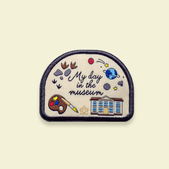 Museum Patch with the phrase 'My day in the Museum' accompanied by relevant museum-related images.