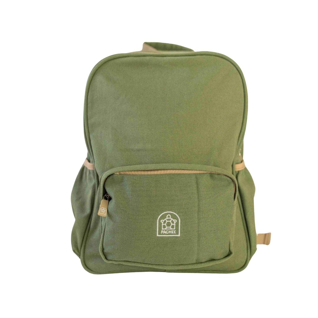 Full view of Sage Green kids backpack from Pachee's online store, featuring a spacious design and durable waterproof materials for everyday use.