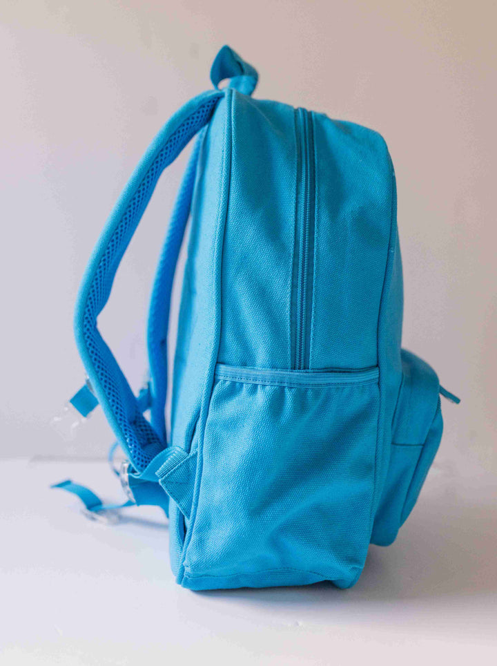 School Junior Backpack highlighting its size and water bottle holder, available at Pachee online store.