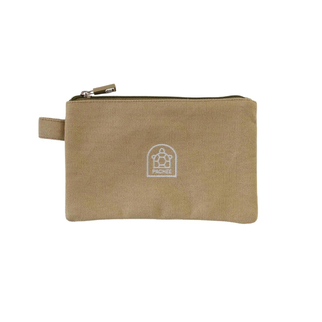 Small neutral pouches featuring the Pachee logo, available for purchase at the online store in the UK. Perfect for everyday use.