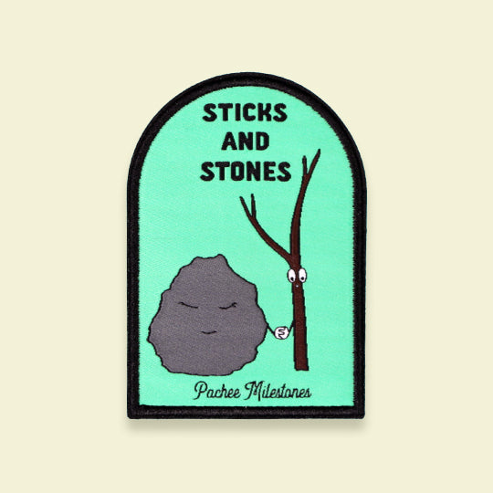 A close-up image of the Stick and Stones Patch product, showcasing its design and details on a clean background.