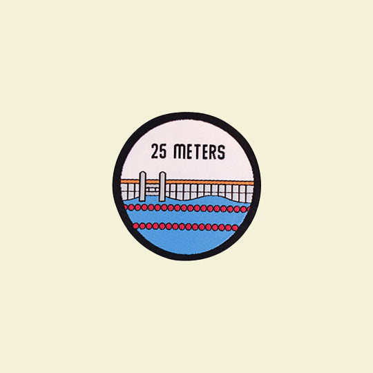 Swim patch for 25 meters, designed to mark swimming achievements, with clear indicators for distance completed.