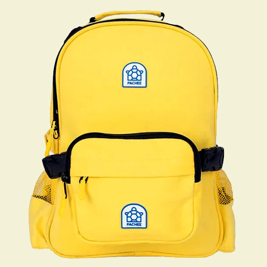 Stylish yellow belt backpack with the Pachee logo, perfect for functional everyday use.